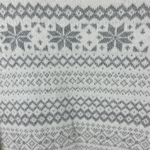 Talbots Size Small Sparkle Fair Isle Sweater - Cream Off White Grey Snowflakes - Picture 3 of 11
